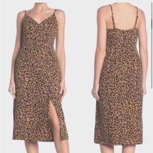 Lush animal print midi dress, large